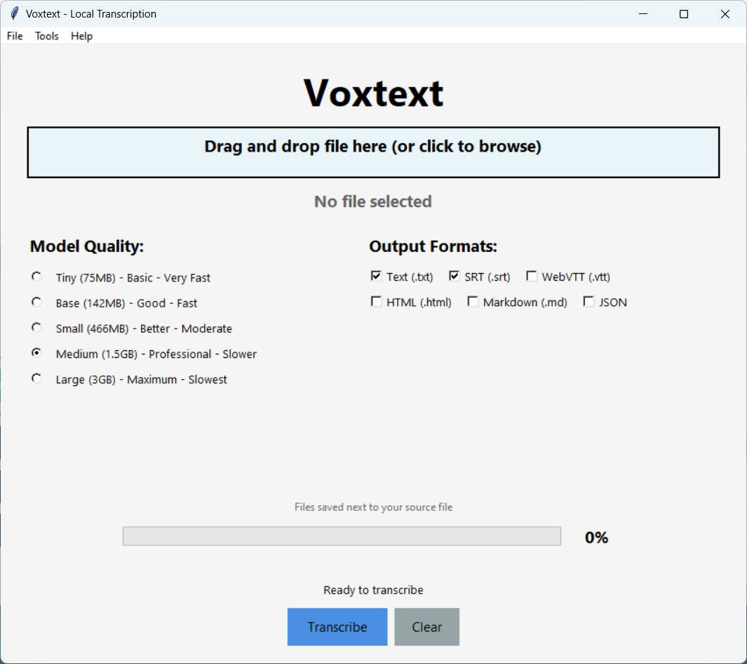 screen shot of Voxtext